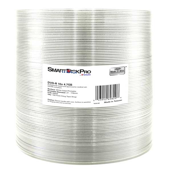 VERBATIM - SCATOLA 100 DVD-R 4,7GB STAMPABILE A GETTO INCHIOSTRO - 69829 VERB69829