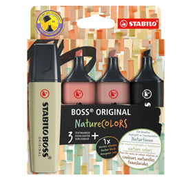 EVIDENZIATORI STABILO BOSS NATURECOLORS - TRATTO 2 + 5 MM - COLORI ASSORTITI - STABILO - ASTUCCIO 4 PEZZI 99516