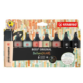 EVIDENZIATORE BOSS ORIGINAL NATURECOLORS - PUNTA A SCALPELLO - TRATTO 2 - 5 MM - COLORI ASSORTITI - STABILO - ASTUCCIO 8 PEZZI 99519