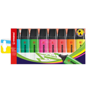 EVIDENZIATORE BOSS ORIGINAL - PUNTA A SCALPELLO - TRATTO DA 2,00 - 5,00MM - COLORI ASSORTITI  - STABILO - BUSTA 8 PEZZI 83117