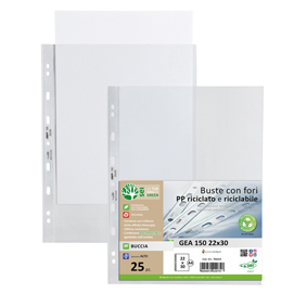 BUSTE FORATE GEA 150 - PP RICICLATO - BUCCIA PESANTE - 22 X 30 CM - SEI ROTA - CONF. 25 PEZZI 94531
