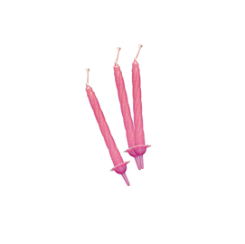 CANDELINE CON SUPPORTO -  H.8CM - ROSA - 12 PEZZI - BIG PARTY 85976