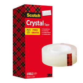 NASTRO ADESIVO SCOTCH  CRYSTAL 600 - 19 MM X 33 M - VALUE PACK 7+1 ROTOLI 81536