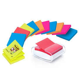 DISPENSER PRO POST-IT  SUPER STICKY Z NOTES - 76 X 76 MM - COLORI ASSORTITI - 12 RICARICHE DI FOGLIETTI INCLUSE 95335