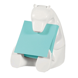 DISPENSER ORSO BIANCO + RICARICA POST IT  SUPER STICKY Z NOTES AZZURRO - 76 X 76MM - 90 FOGLI - POST IT 83170