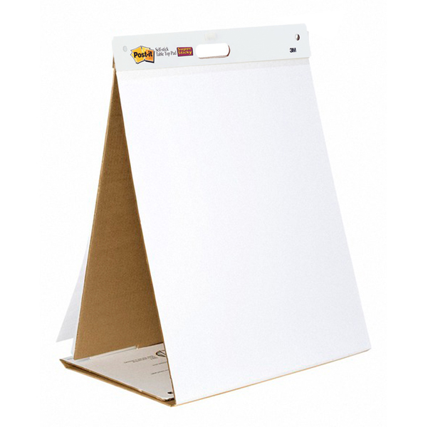 BLOCCO/LAVAGNA DA TAVOLO SUPER STICKY AUTOPORTANTE - 20 FOGLI IN CARTA RICICLATA - 58,4X50,8 CM - BIANCO - POST IT 48287