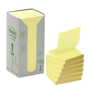BLOCCO POST IT  Z NOTES GREEN - GIALLO - 76 X 76MM - 100 FOGLI - RICICLABILE 100 - POST IT 57679