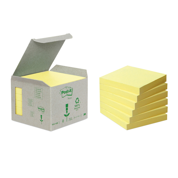 BLOCCO POST IT  Z NOTES GREEN - GIALLO - 76 X 76MM - 100 FOGLI - RICICLABILE 100 - POST IT 64221