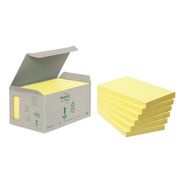 BLOCCO POST IT  Z NOTES GREEN - GIALLO - 76 X 127MM - 100 FOGLI - RICICLABILE 100 - POST IT 64222