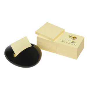 DISPENSER STONE NERO + 12 RICARICHE POST IT  Z NOTES GIALLO CANARY - 76 X 76MM - 100 FOGLI - POST IT 64223