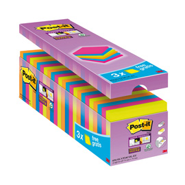 BLOCCO FOGLIETTI POST IT  SUPER STICKY - 76 X 76 MM - 90 FOGLI - COLORI ASSORTITI - POST IT  - CONF. 24 BLOCCHI 94379