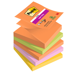 BLOCCO POST IT  SUPER STICKY Z NOTES - R330-5SS-BOOS - 76 X 76 MM - 90 FOGLI - COLORI BOOST - POST IT  - CONF. 5 PEZZI 94357