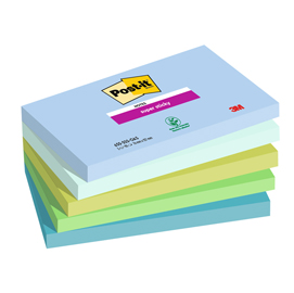 BLOCCO POST IT  SUPER STICKY - 655-5SS- OAS - 76 X 127  MM - 90 FOGLI - COLORI OASIS -  POST IT  - CONF. 5 PEZZI 94366