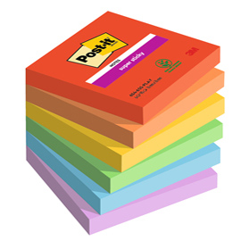 BLOCCO POST IT  SUPER STICKY - 654-6SS-PLAY - 76 X 76 MM - 90 FOGLI - COLORI PLAYFUL - POST IT  - CONF. 6 PEZZI 94371