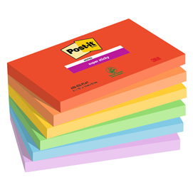 BLOCCO POST IT  SUPER STICKY - 655-6SS-PLAY - 76 X 127 MM - 90 FOGLI - COLORI PLAYFUL -  POST IT  - CONF. 6 PEZZI 94372