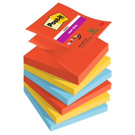 BLOCCO POST IT  SUPER STICKY Z NOTES - R330-6SS-PLAY - 76 X 76 MM - 90 FOGLI - COLORI PLAYFUL - POST IT  - CONF. 6 PEZZI 94354