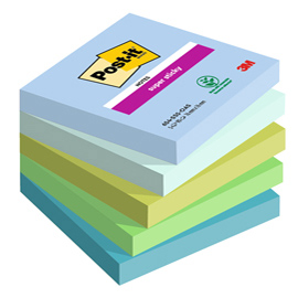 BLOCCO POST IT  SUPER STICKY - 654-5SS-OAS - 76 X 76 MM - 90 FOGLI - COLORI OASIS - POST IT  - CONF. 5 PEZZI 94365