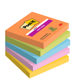 BLOCCO POST IT  SUPER STICKY - 654-5SS-BOOS - 76 X 76 MM - 90 FOGLI - COLORI BOOST - POST IT  - CONF. 5 PEZZI 94363