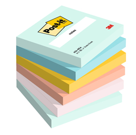 BLOCCO POST IT  SUPER STICKY - 654-BEA - 76 X 76 MM- 100 FOGLI - COLORI BEACHSIDE - POST-IT 95658