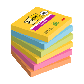 BLOCCO FOGLIETTI POST IT  SUPER STICKY CARNIVAL - 76 X 76 MM - 90 FOGLI - POST IT  - CONF. 6 BLOCCHI 98956