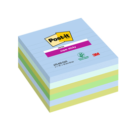 BLOCCO POST IT  SUPER STICKY - 675-6SS-OAS - 100 X 100 MM - RIGHE - 90 FOGLIETTI - COLORI OASIS - POST IT  - CONF. 6 PEZZI 94691