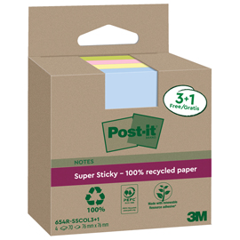 CF. 3+1PZ BLOCCO 70FG POST-IT SUPERSTICKY GREEN 76X76MM 654R-SSCOL3+1 PASTELLO 101862