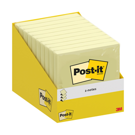 BLOCCO FOGLIETTI POST IT  Z-NOTES - 76 X 76 MM - GIALLO CANARY - 100 FOGLI - POST IT  - CONF. 10 BLOCCHI 102224