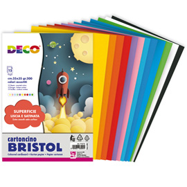BUSTA DI CARTA BRISTOL - 25 X 35 CM - COLORI ASSORTITI - 15 FOGLI - DECO 93940