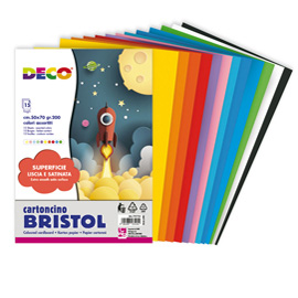 BUSTA DI CARTA BRISTOL - 50 X 70 CM - COLORI ASSORTITI - 15 FOGLI - DECO 93941