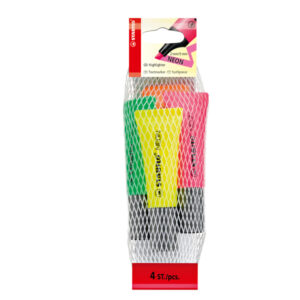 EVIDENZIATORE STABILO NEON - PUNTA A SCALPELLO - TRATTO 2,00 - 5,00 MM - STABILO - ASTUCCIO 4 PEZZI 77309