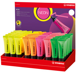 EVIDENZIATORI NEON - COLORI ASSORTITI - STABILO - ESPOSITORE 45 PEZZI 83930