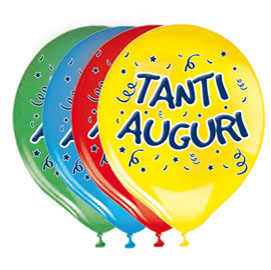 PALLONCINI IN LATTICE - D 30 CM - CON STAMPA ''TANTI AUGURI'' - BIG PARTY - BUSTA 20 PEZZI 85931