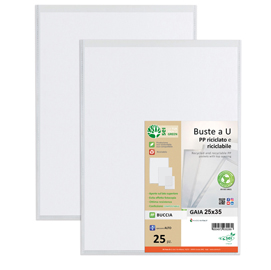 BUSTE FORATE A U GAIA - PP RICICLATO - BUCCIA - 25 X 35 CM - SEI ROTA - CONF. 25 PEZZI 94538