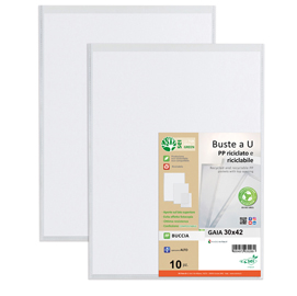 BUSTE FORATE A U GAIA - PP RICICLATO - BUCCIA - 30 X 42 CM - SEI ROTA - CONF. 10 PEZZI 94539