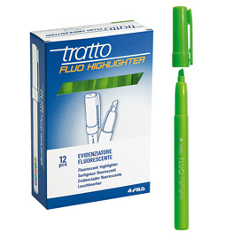 EVIDENZIATORE FLUO HIGHLIGHTER - PUNTA A SCALPELLO  - VERDE - TRATTO - CONF. 12 PEZZI 37110