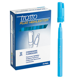 EVIDENZIATORE FLUO HIGHLIGHTER - PUNTA A SCALPELLO  - AZZURRO - TRATTO - CONF. 12 PEZZI 37112
