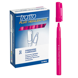 EVIDENZIATORE FLUO HIGHLIGHTER - PUNTA A SCALPELLO  - RORA - TRATTO - CONF. 12 PEZZI 37114
