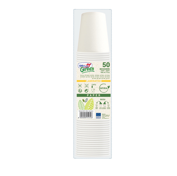 BICCHIERI IN CARTA - 180 ML - PEFC - BIANCO - DOPLA - CONF. 50 PEZZI 90245
