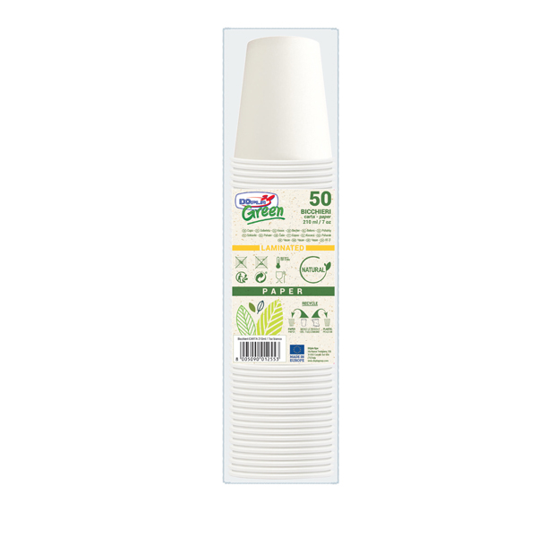 BICCHIERI IN CARTA - 210 ML - PEFC - BIANCO - DOPLA - CONF. 50 PEZZI 90246
