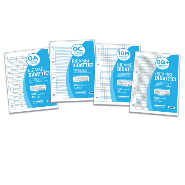 RICAMBI DIDATTICI FORATI - A4 - 40 FOGLI CARTA 100 GR - 5 MM+ - BLASETTI 91406