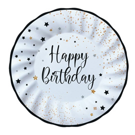 PIATTO HAPPY BIRTHDAY - DIAMETRO 25 CM - CARTA - BIG PARTY - CONF. 8 PEZZI 99167