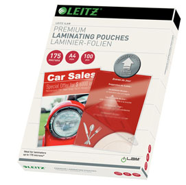 POUCHES ILAM - A4 - 216X303 MM - 2X175 MICRON - LEITZ - CONF. 100 PEZZI 72014