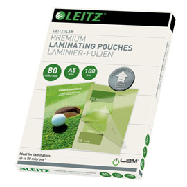 POUCHES ILAM UDT - PLASTIFICAZIONE A CALDO - A5 - 154X216 MM - 2X80 MICRON - LEITZ - SCATOLA 100 PEZZI 86974