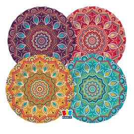 PIATTO MANDALA - DIAMETRO 25 CM - CARTA - BIG PARTY - CONF. 8 PEZZI 99174