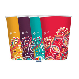 BICCHIERE MANDALA - 200 ML - CARTA - BIG PARTY - CONF. 8 PEZZI 99176