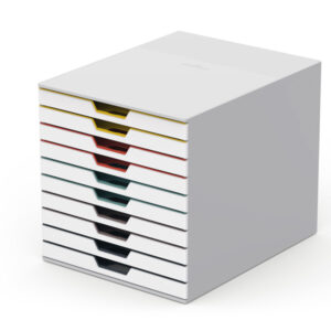 CASSETTIERA 10 CASSETTI COLORATI VARICOLOR - BIANCO GHIACCIO - 2,5CM - DURABLE 90202
