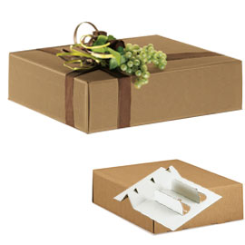 SCATOLA IN CARTONE ONDA AVANA - FINO A 4 BOTTIGLIE - 34 X 37 X 9CM - SCOTTON 56472