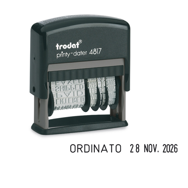TIMBRO PRINTY DATER ECO 4817 DATARIO + POLINOMIO - 3,8 MM - AUTOINCHIOSTRANTE - TRODAT 45314