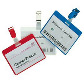 PORTANOME A TASCA APERTA - CLIP IN PLASTICA - BLU - 6X9 CM - DURABLE - CONF. 25 PEZZI 71687