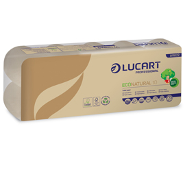 CARTA IGIENICA ECONATURAL - 9,5 CM X 19,8 MT - 15 GR - DIAMETRO 10 CM - 180 STRAPPI - LUCART - PACCO 10 ROTOLI 82489